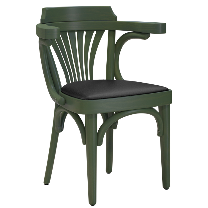 Chausey | Chaise en bois courbé | Bois / Cuir | Vert Olive | Bois courbé