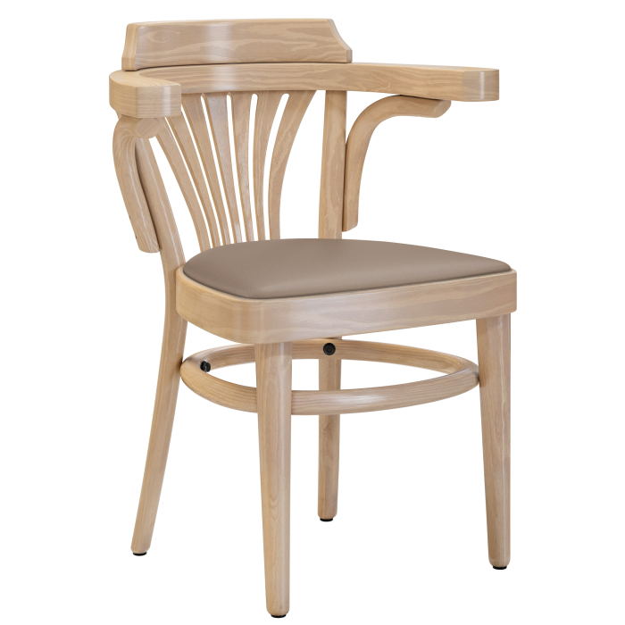 CHAUSEY | Silla de contrachapado | Madera / Cuero Taupe | Roble | Madera curvada