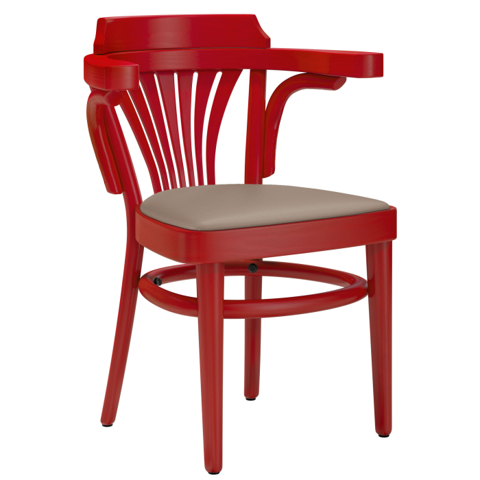 CHAUSEY | Silla de contrachapado | Madera / Cuero Taupe | Rojo | Contrachapado