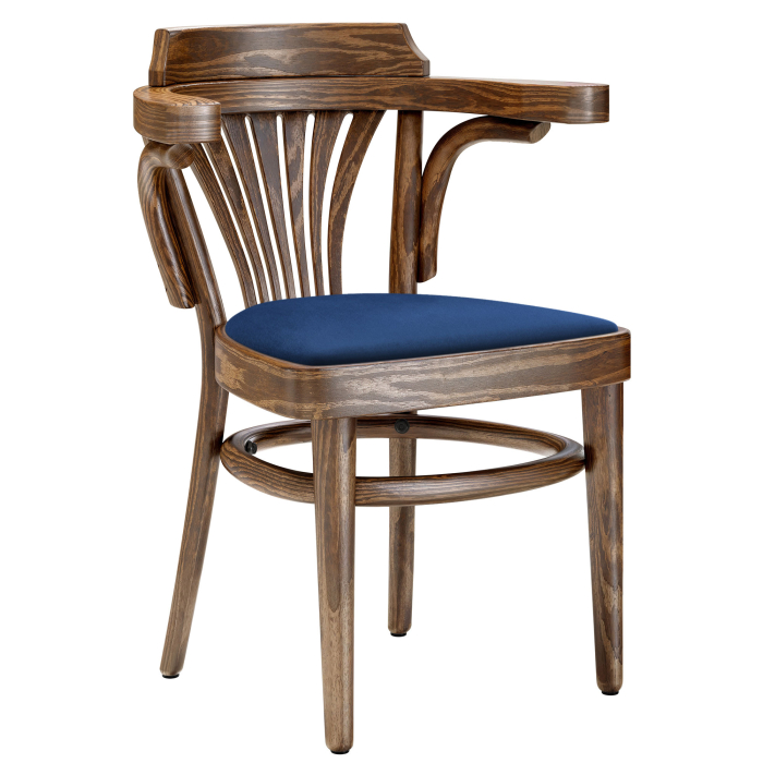 CHAUSEY | Bentwood Chair | Wood / Velvet Blue | Vintage Old Patina | Bentwood