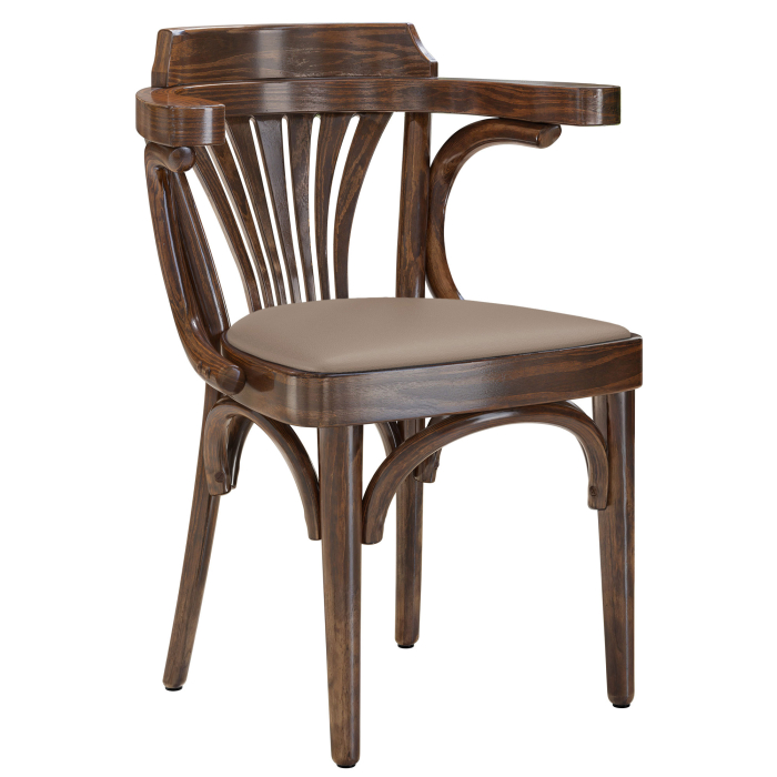 Chausey | Silla de madera curvada | Madera / Cuero | Nuez / Taupe | Madera curvada