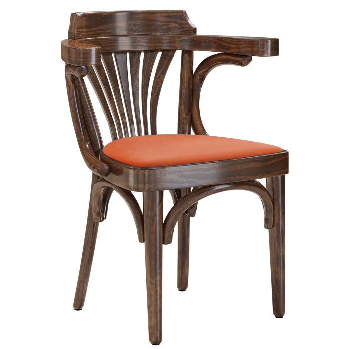 Chausey | Silla de madera curvada | Madera / Terciopelo | Nogal / Naranja | Madera curvada