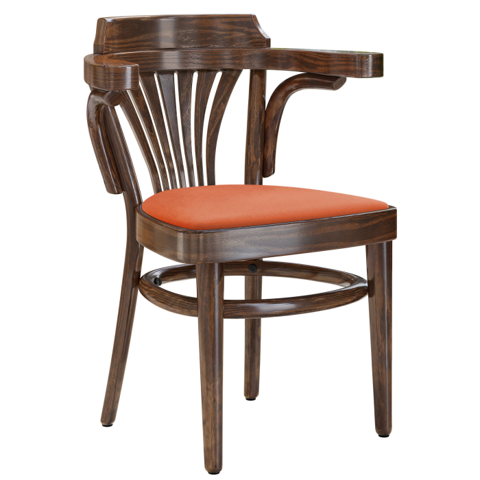 CHAUSEY | Bentwood Chair | Wood / Orange Velvet | Walnut | Bentwood