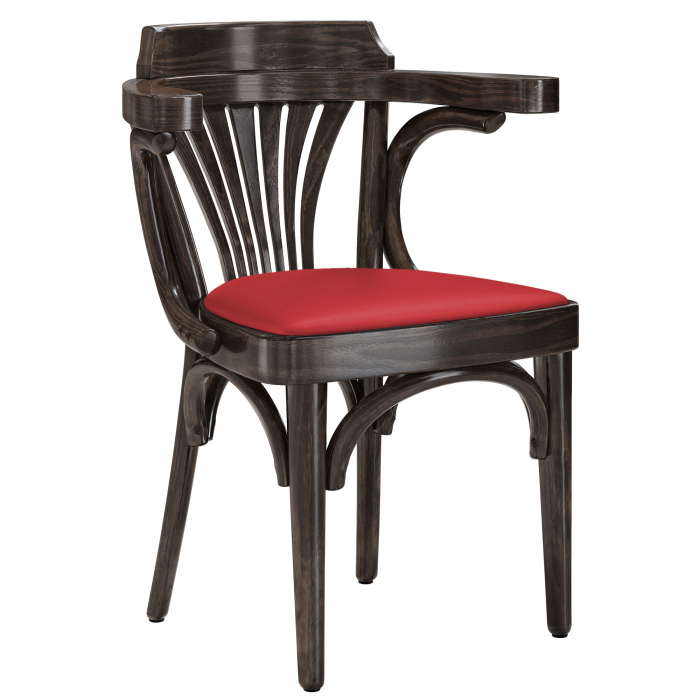 Chausey | Bøyd trestol | Tre / Lær | Wenge / Rød | Bøyd tre