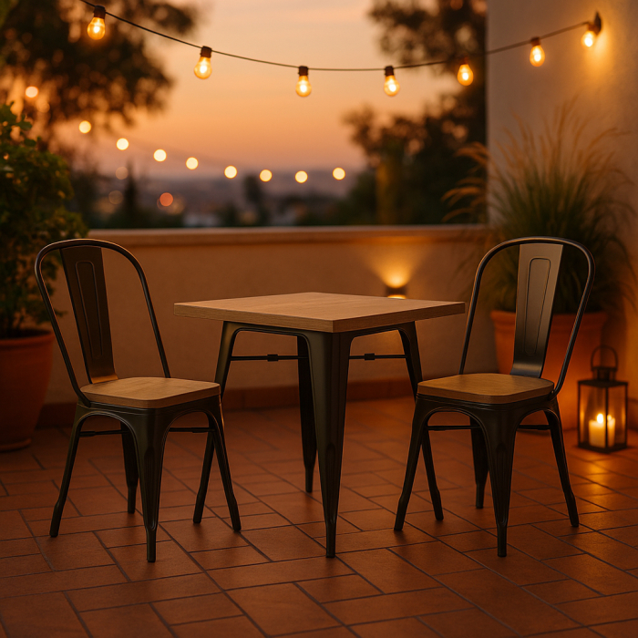 CALIFORNIA | Tolix stil bord | B:T:H 70 x 70 x 78 cm | Ek & Rost | Fyrkantig