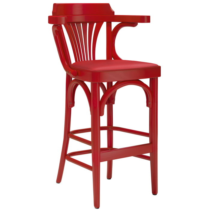 Chausey | Bugholz Barhocker | Holz / Leder | Rot / Rot | Bugholz