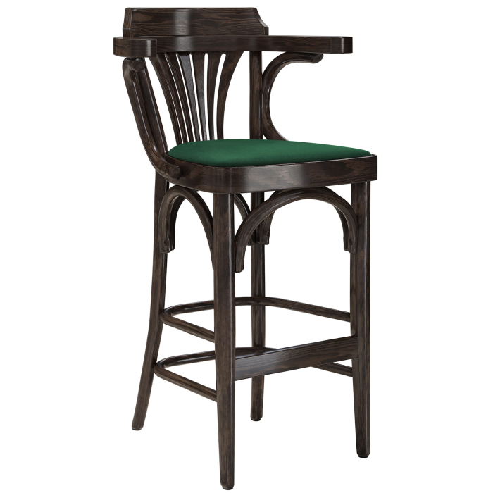 Chausey | Bugholz Barhocker | Holz / Samt | Wenge / Grün | Bugholz