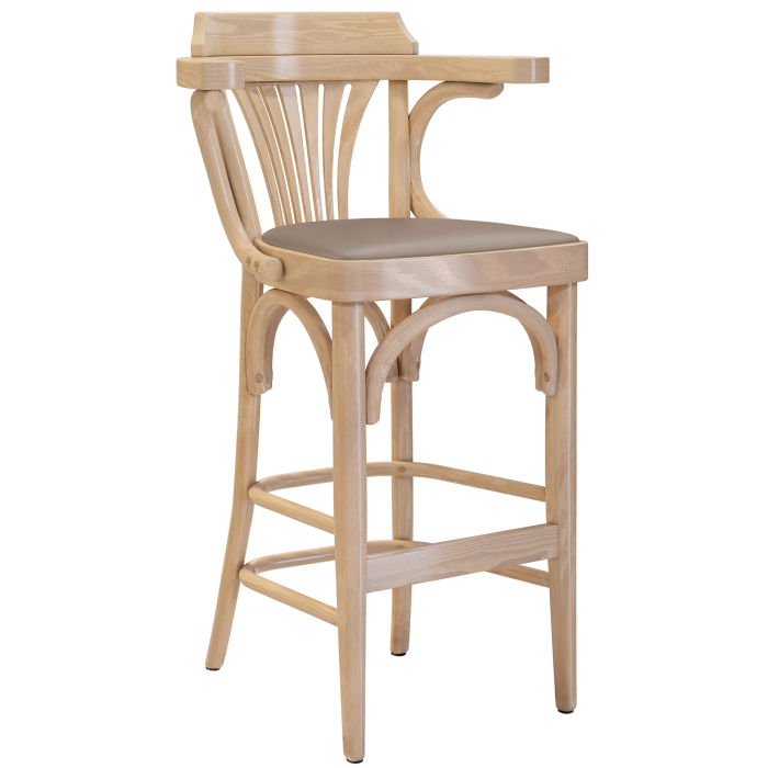 Chausey | Bugholz Barkruk | Hout / Leer | Eik / Taupe | Bugholz