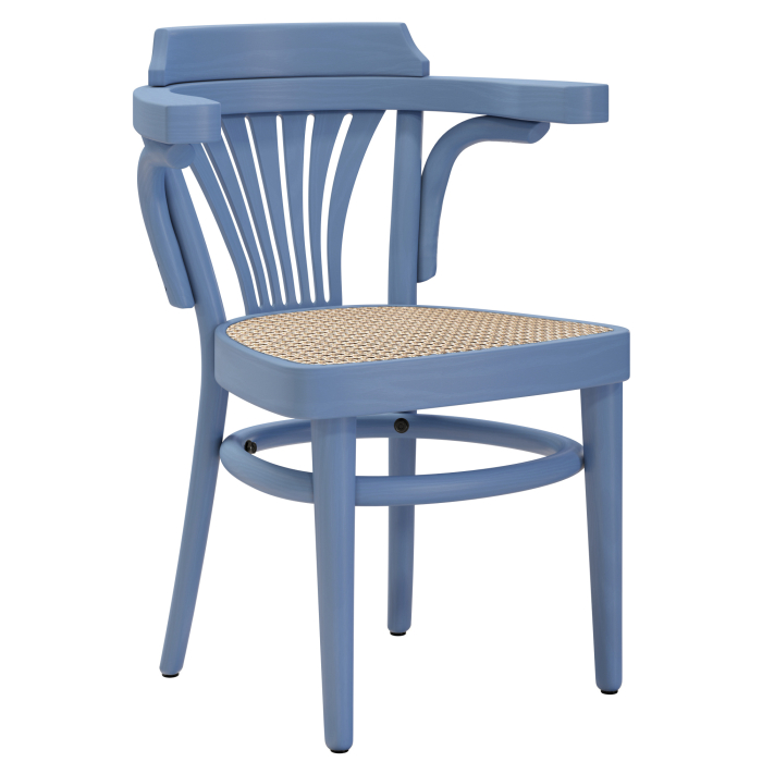 CHAUSEY | Chaise en bois courbé | Tressage en rotin | Bleu | Bois courbé