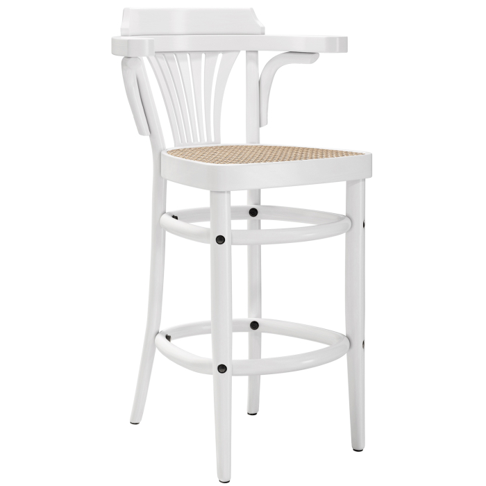 CHAUSEY | Bugträ Barpall | Rattan Väv | Vit