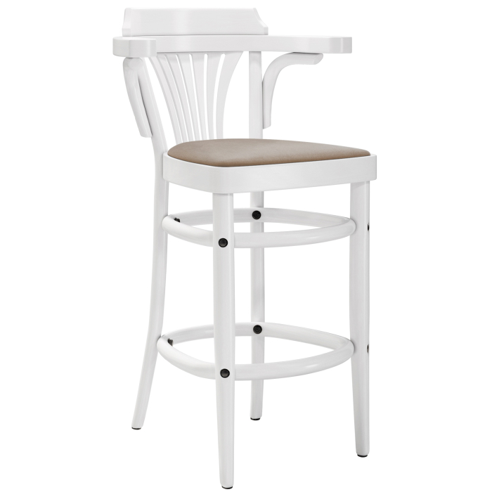 CHAUSEY | Chaises hautes en bois moulé | Bois / Velours Taupe | Blanc | Bois moulé