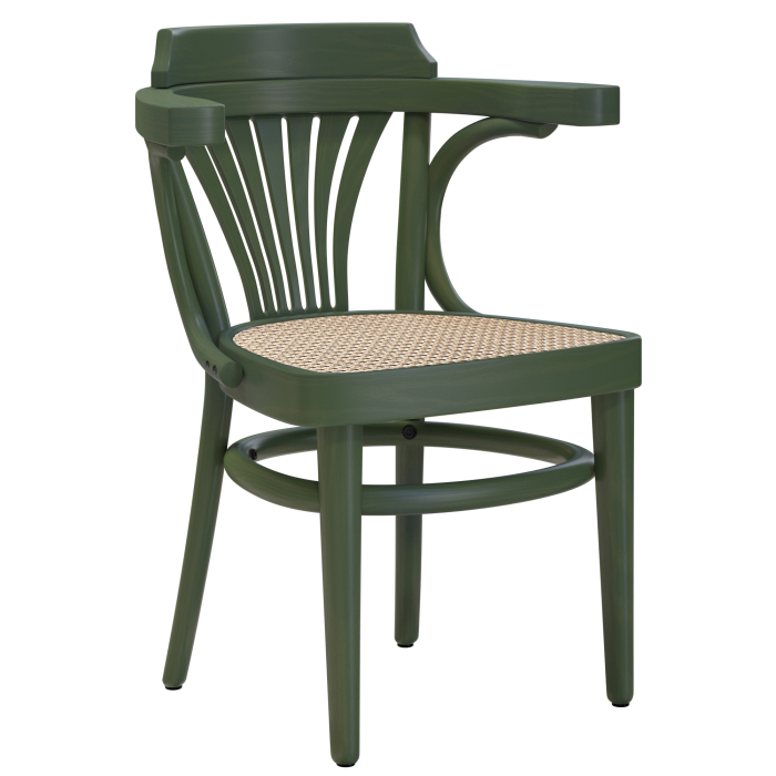 CHAUSEY | Bøyd tre stol | Rattan fletting | Olivengrønn | Bøyd tre