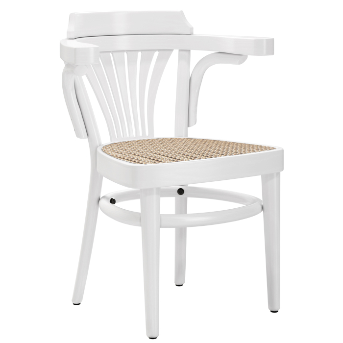 CHAUSEY | Sedia in legno curvato | Intreccio in rattan | Bianco | Legno curvato