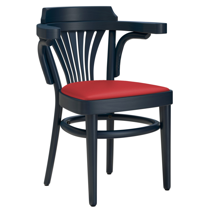 CHAUSEY | Buerstoel | Hout / Leer Rood | Donkerblauw | Buerstoel