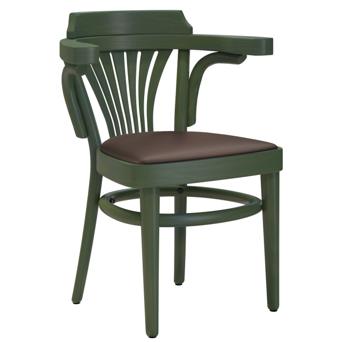 CHAUSEY | Bentwood Chair | Wood / Leather Brown | Olive Green | Bentwood