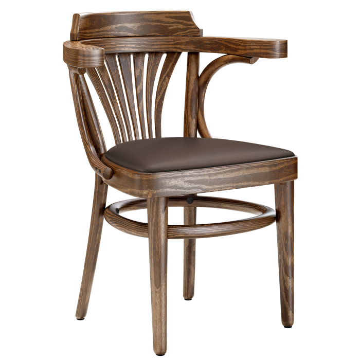 CHAUSEY | Bugholzstuhl | Holz / Leder Braun | Vintage Old Patina | Bugholz