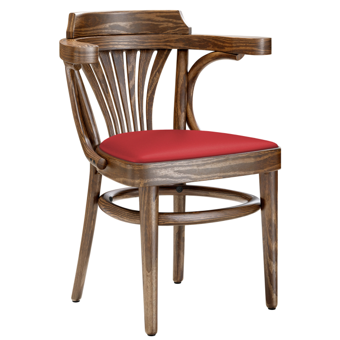 CHAUSEY | Bugholzstuhl | Holz / Leder Rot | Vintage Old Patina | Bugholz