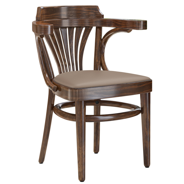 CHAUSEY | Bugholzstuhl | Holz / Leder Taupe | Walnuß | Bugholz