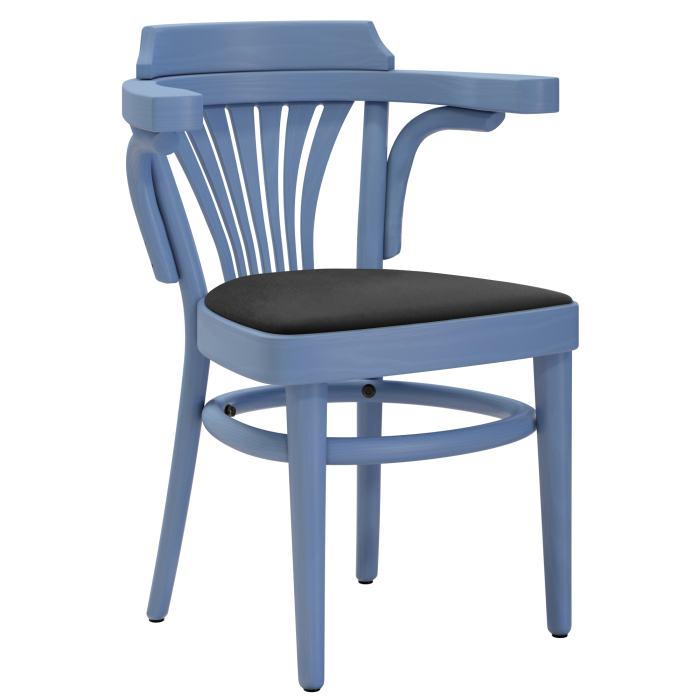 CHAUSEY | Bugholzstoel | Hout / Fluweel Zwart | Blauw | Bugholz