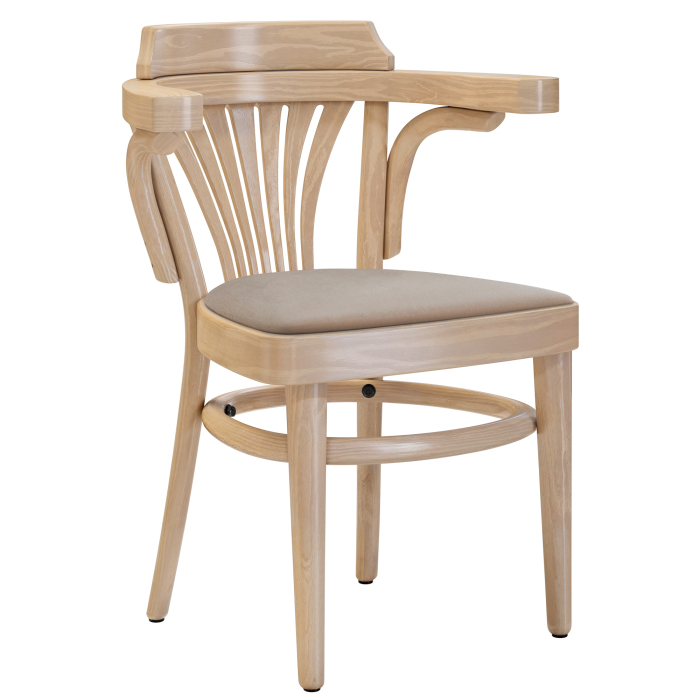 CHAUSEY | Chaise en bois benté | Bois / Velours Taupe | Chêne | Bois courbé