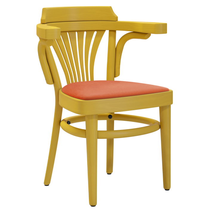 CHAUSEY | Laagback houten stoel | Hout / Fluweel Oranje | Geel | Laagback houten stoel