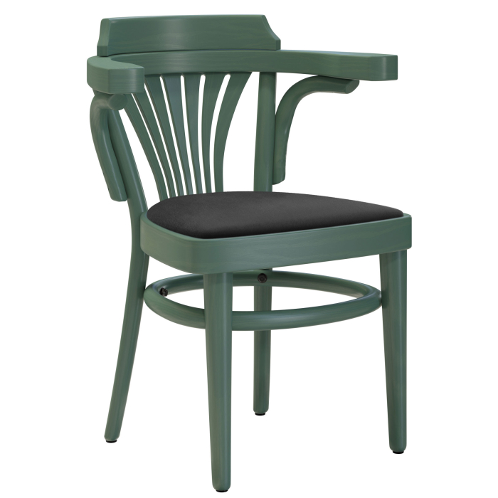 CHAUSEY | Fauteuil en bois courbé | Bois / Velours noir | Vert | Bois courbé