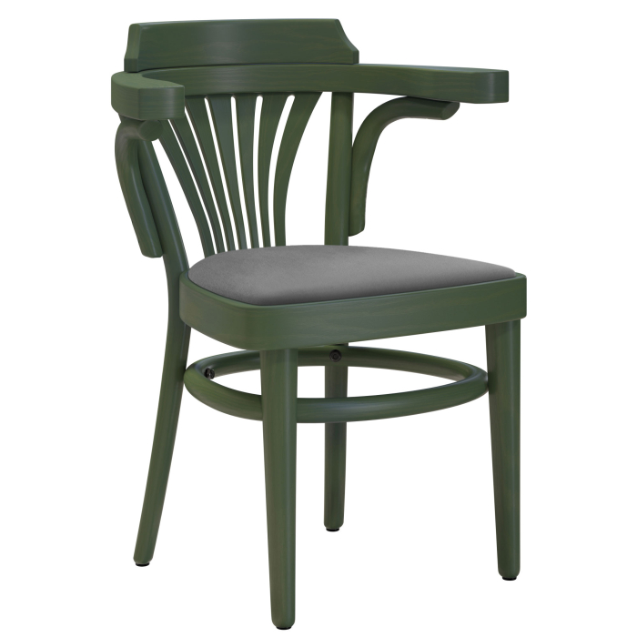 CHAUSEY | Sedia in frassino curvato | Legno / Velluto Grigio | Verde Oliva | Frassino
