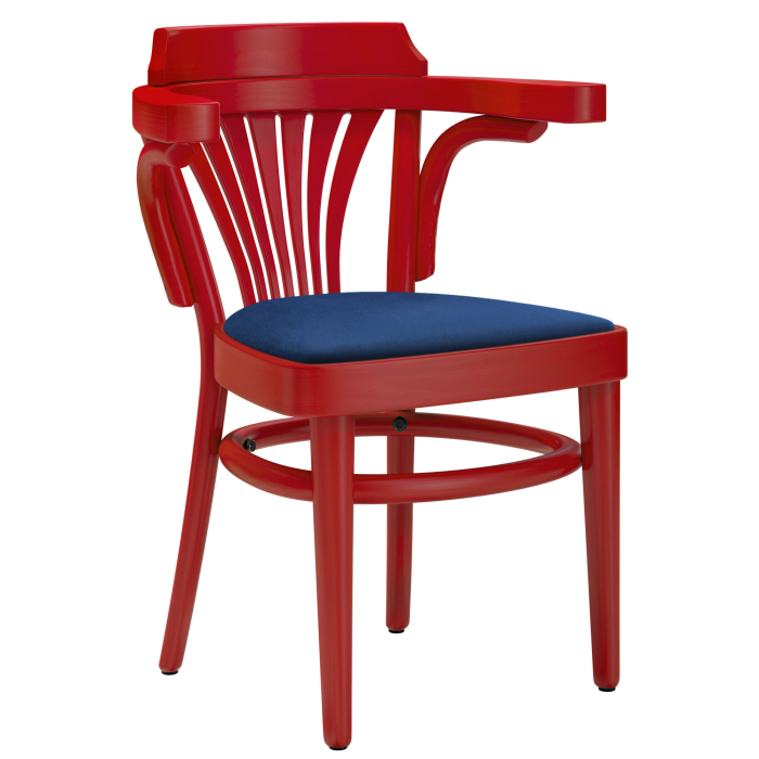 CHAUSEY | Gehouten stoel | Hout / Fluweel Blauw | Rood | Bugholz