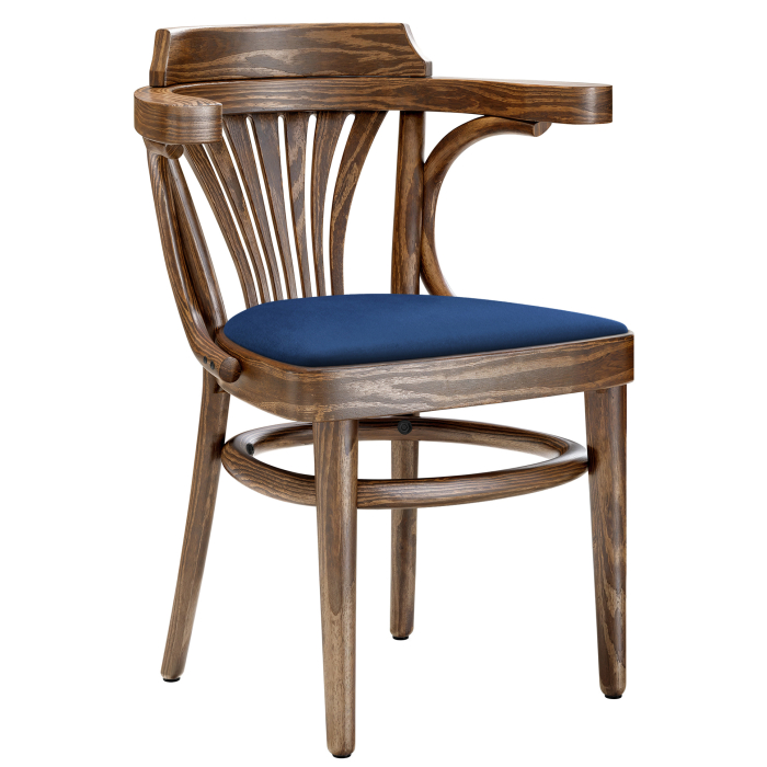 CHAUSEY | Bugholzstuhl | Holz / Samt Blau | Vintage Old Patina | Bugholz