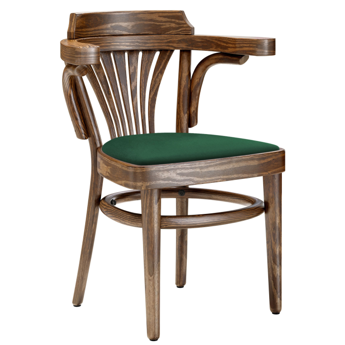CHAUSEY | Bugholzstuhl | Holz / Samt Grün | Vintage Old Patina | Bugholz
