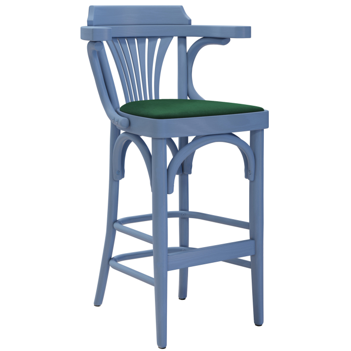 Chausey | Sgabello Barhocker in Legno | Legno / Velluto | Blu / Verde | Legno Curvato