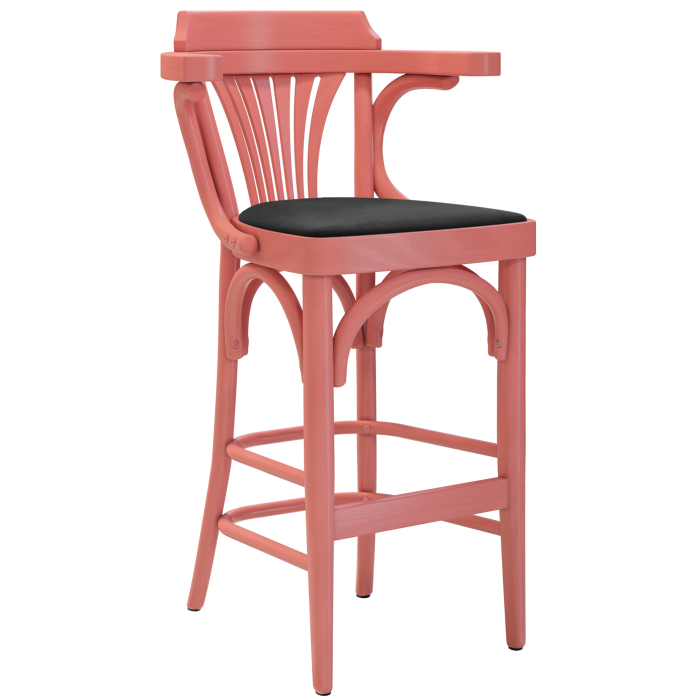 Chausey | Bugholz Barstol | Tre / Samt | Rosa / Svart | Bugholz