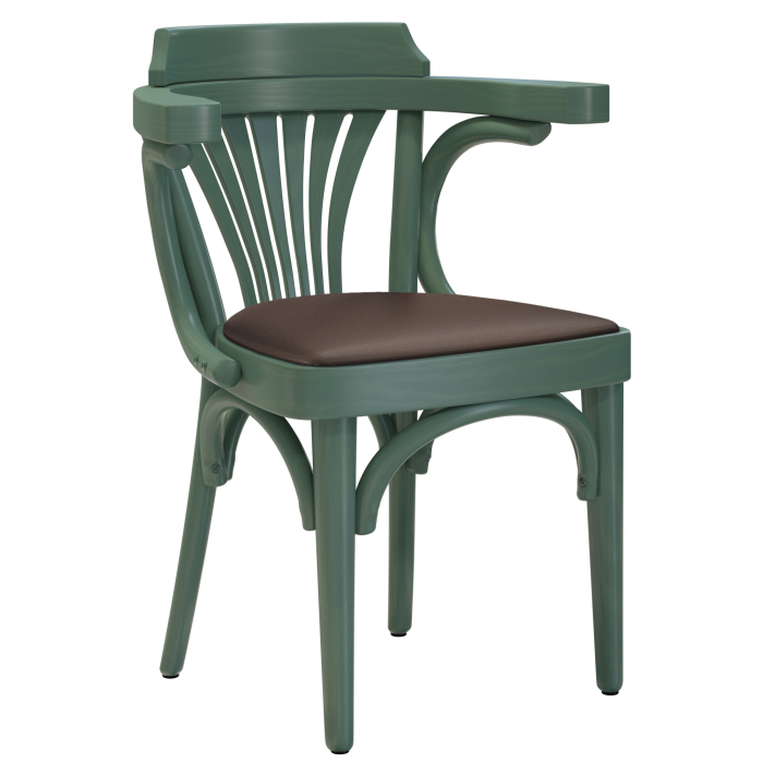 Chausey | Fauteuil en bois bent, bois / cuir | Vert / Brun | bois bent