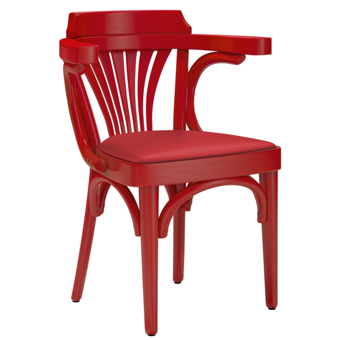 Chausey | Chaise en bois courbé | Bois / Cuir | Rouge / Rouge | Bois courbé