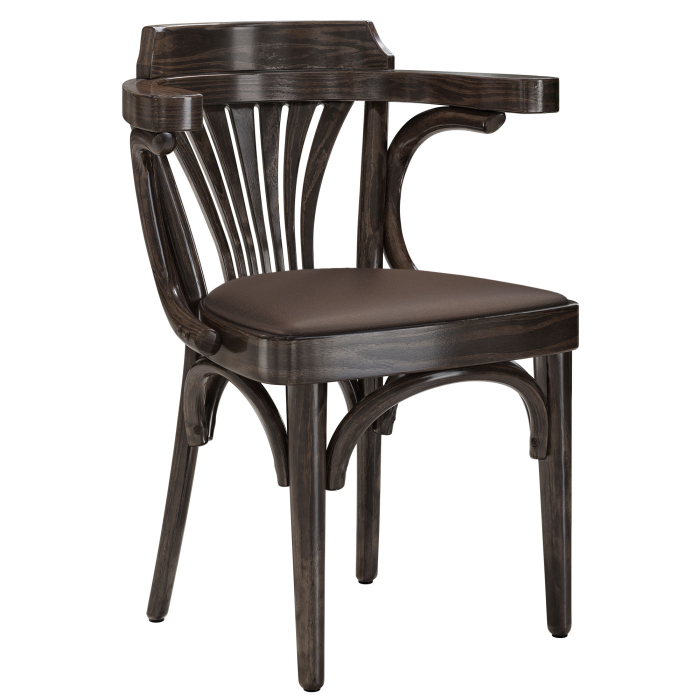 Chausey | Fauteuil en bois moulé | Bois / Cuir | Wengé / Brun | Bois moulé