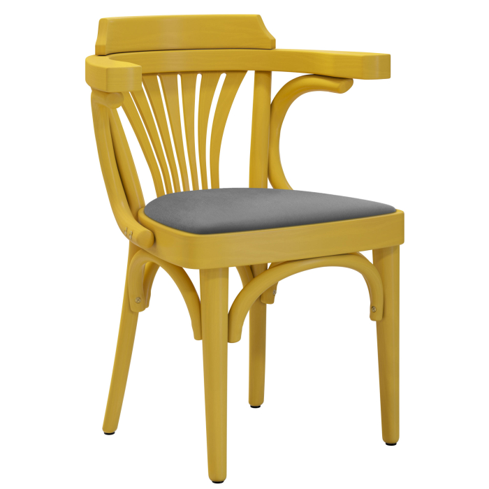 Chausey | Bentwood Chair | Wood / Velvet | Yellow / Grey | Bentwood