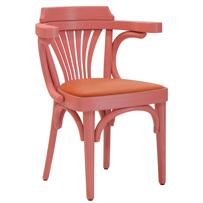 Chausey | Bugholzstol | Trä / Sammet | Rosa / Orange | Bugholz