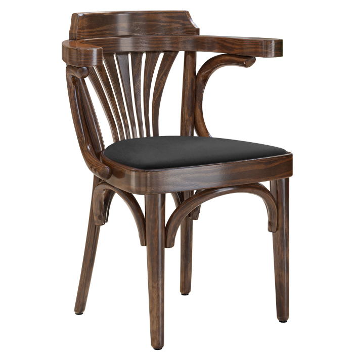 Chausey | Silla de estilo bugholz | Madera / Terciopelo | Nuez / Negro | Bugholz