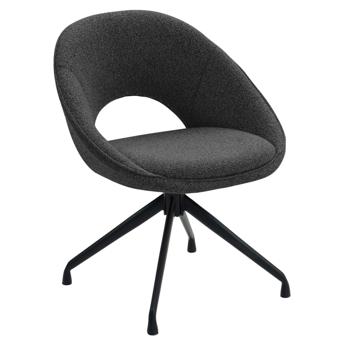 LIAM | Hotel Stuhl | Teddystoff | Dunkel Grün | Drehfuß