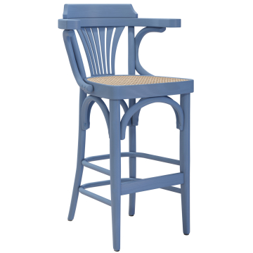 Chausey | Bugholz Barhocker | Holz / Geflecht | Blau | Bugholz