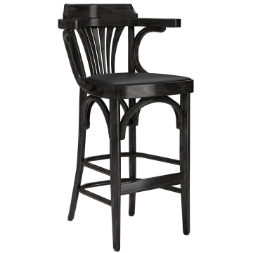 Chausey | Bugholz Barhocker | Holz / Leder | Schwarz | Bugholz