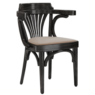 Chausey | Fauteuil en bois cintré | Bois / Velours | Noir / Taupe | Bois cintré