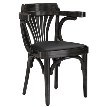 Chausey | Fauteuil en bois courbé | Bois / Cuir | Noir | Bois courbé