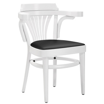 CHAUSEY | Silla de madera curvada | Madera / Cuero | Blanco | Madera curvada