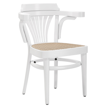 CHAUSEY | Silla de madera curvada | Trenzado de ratán | Blanco | Madera curvada