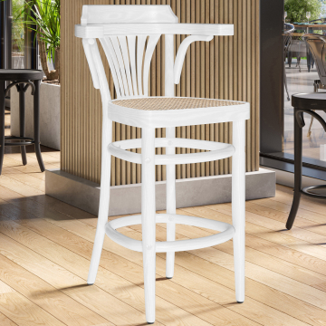 CHAUSEY | Bugholz Barstol | Rattan Flettverk | Hvit