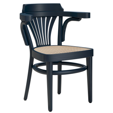 CHAUSEY | Sedie in legno curvato | Intreccio in rattan | Blu scuro | Legno curvato