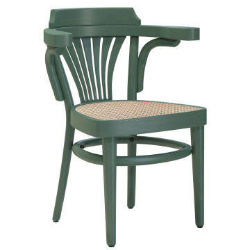 CHAUSEY | Chaise en bois curvé | Tressage en rotin | Vert | Bois courbé