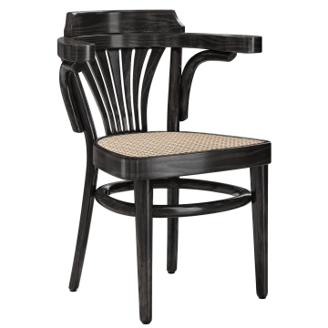 CHAUSEY | sedia in legno curvato | in vimini | nero | in legno curvato