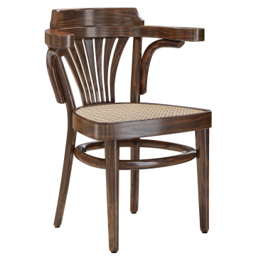 CHAUSEY | Sedia in legno curvato | Seduta in rattan | Noce | Seduta in legno curvato